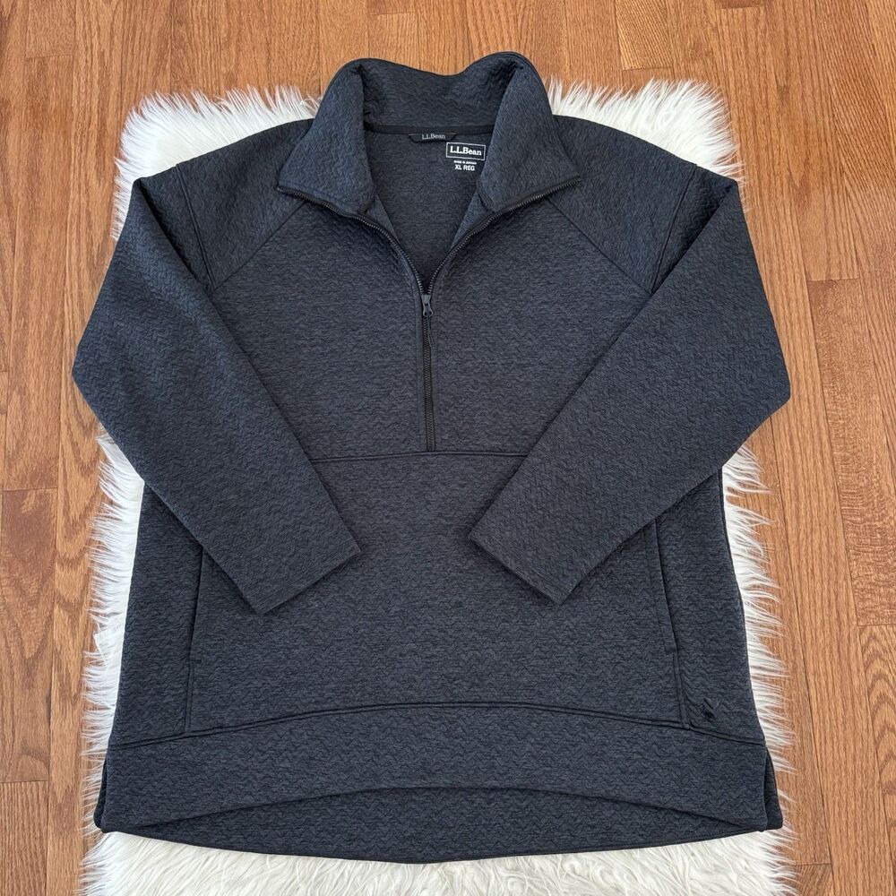 LL Bean FlexForward Quilted Half-Zip Pullover Womens XL Black Sweatshirt Outdoor